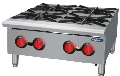 Dapur Gas Komersial Restoran Powerline 4-Burner Gas Countertop Range PBT24-4-A 4 Burner